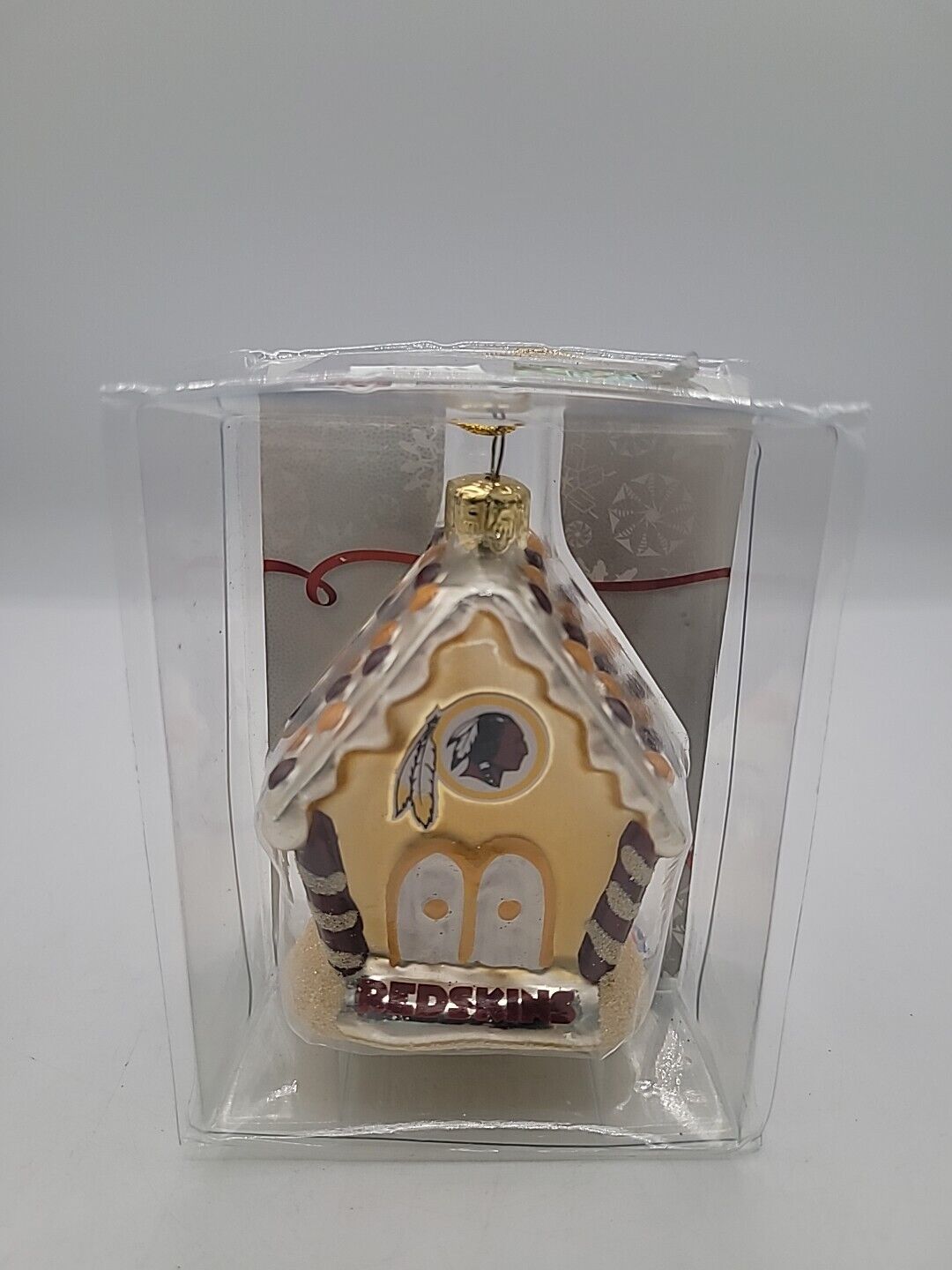 NFL Ornament Washington Redskins Gingerbread House Blown Glass Holiday Christmas