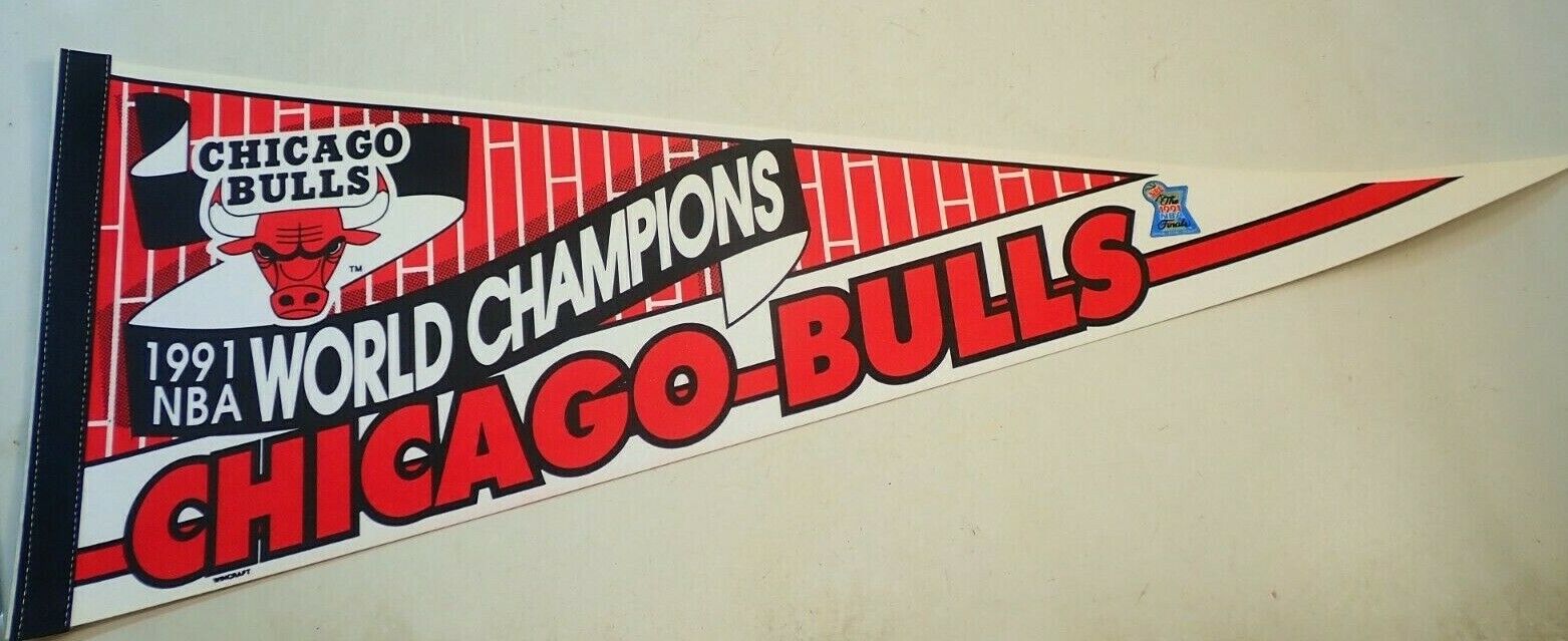 Vintage 1991 Chicago Bulls World Champs NBA Basketball Pennant