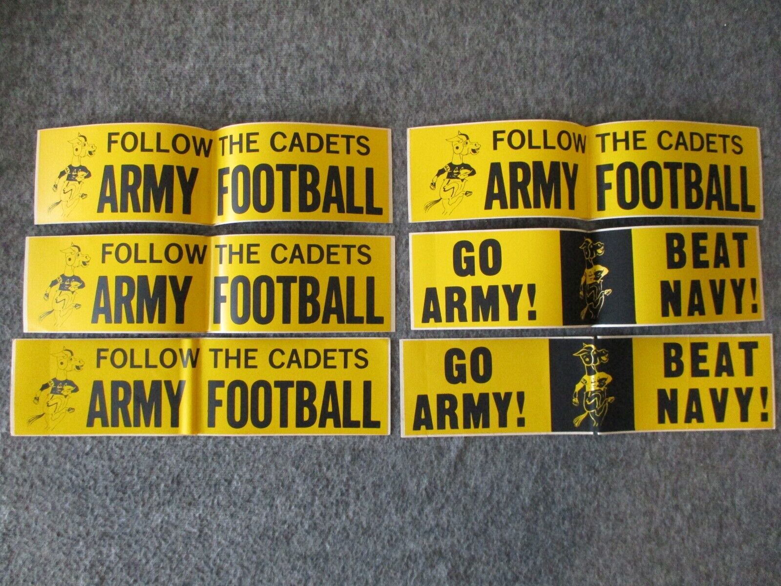 VINTAGE GO ARMY BEAT NAVY FOLLOW THE CADETS ZIP-STRIP FOOTBALL BUMPER STICKERS-6