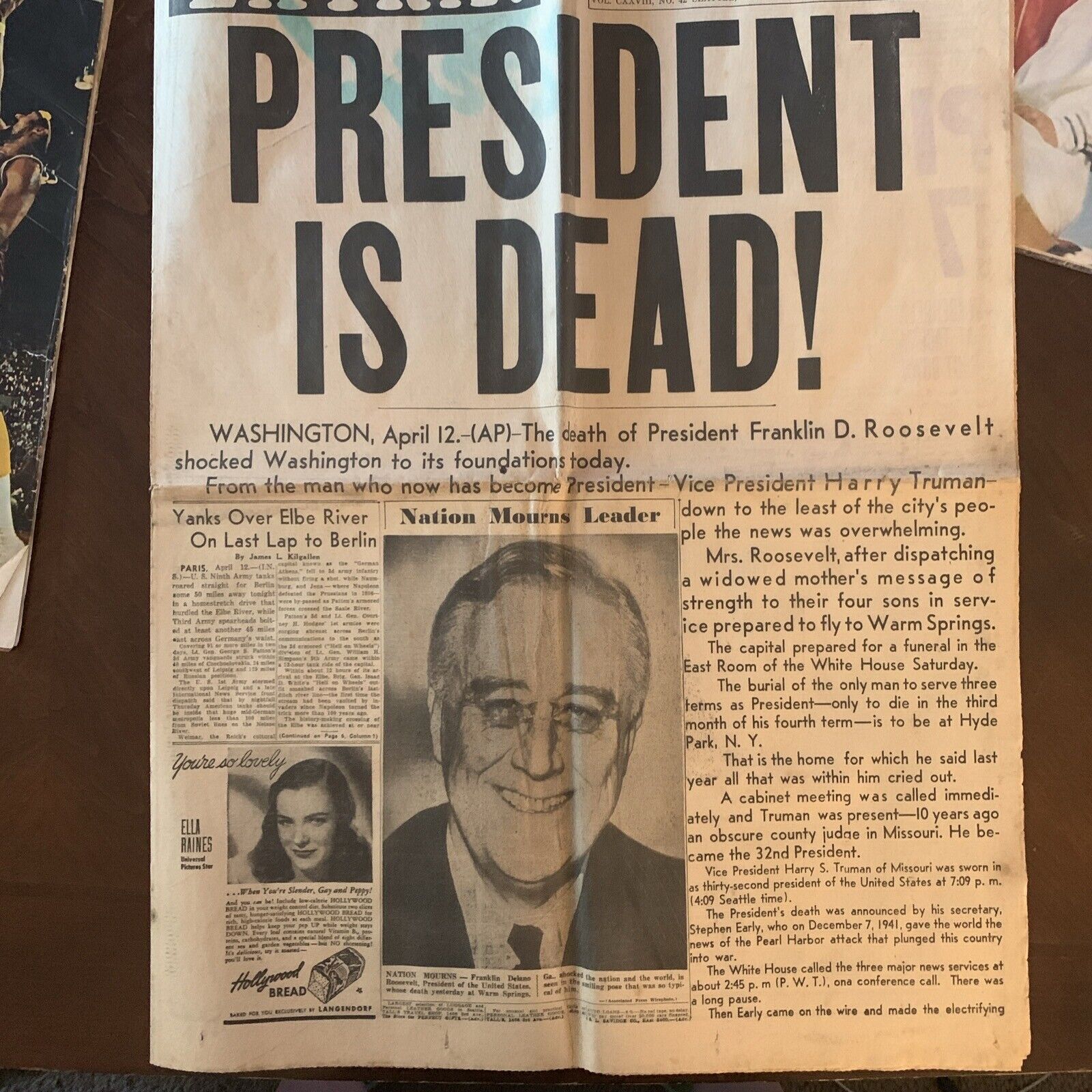 Seattle Post-Intelligencer Friday April 13, 1945 Roosevelt Is Dead Newspaper