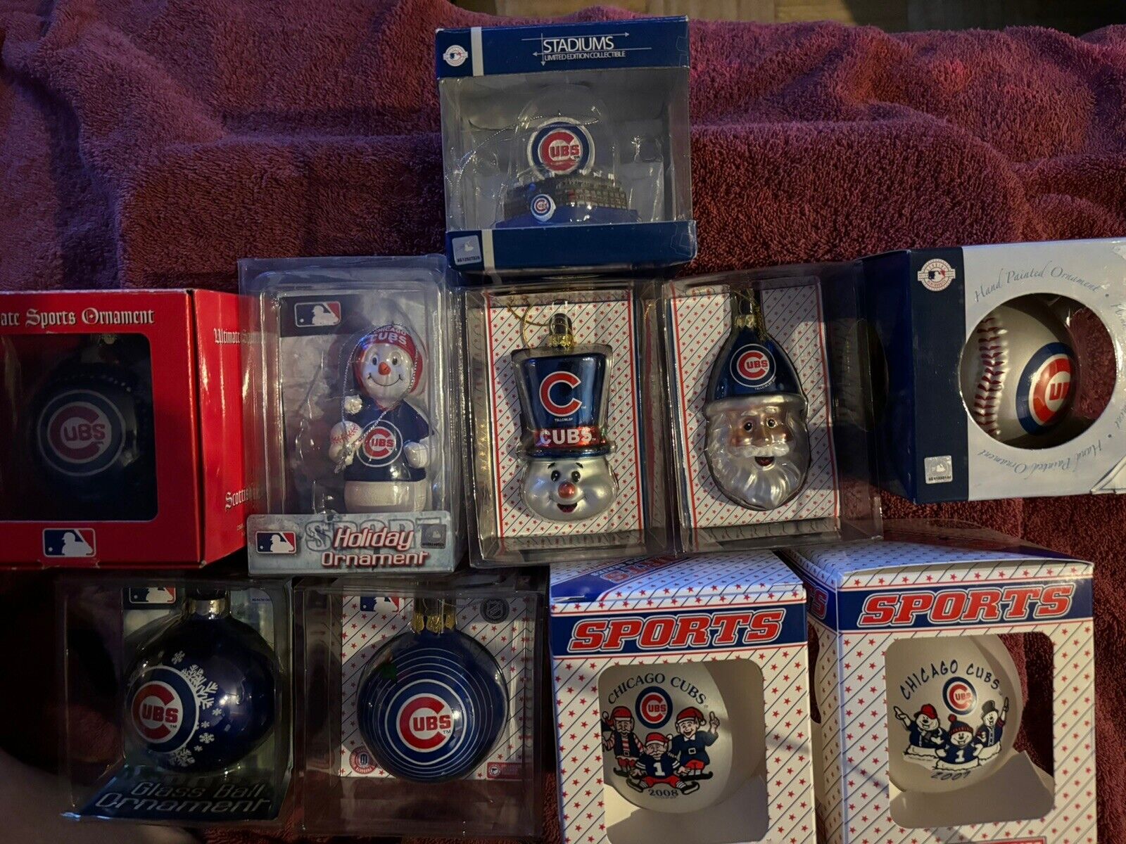 lot of 10 chicago cubs christmas ornaments