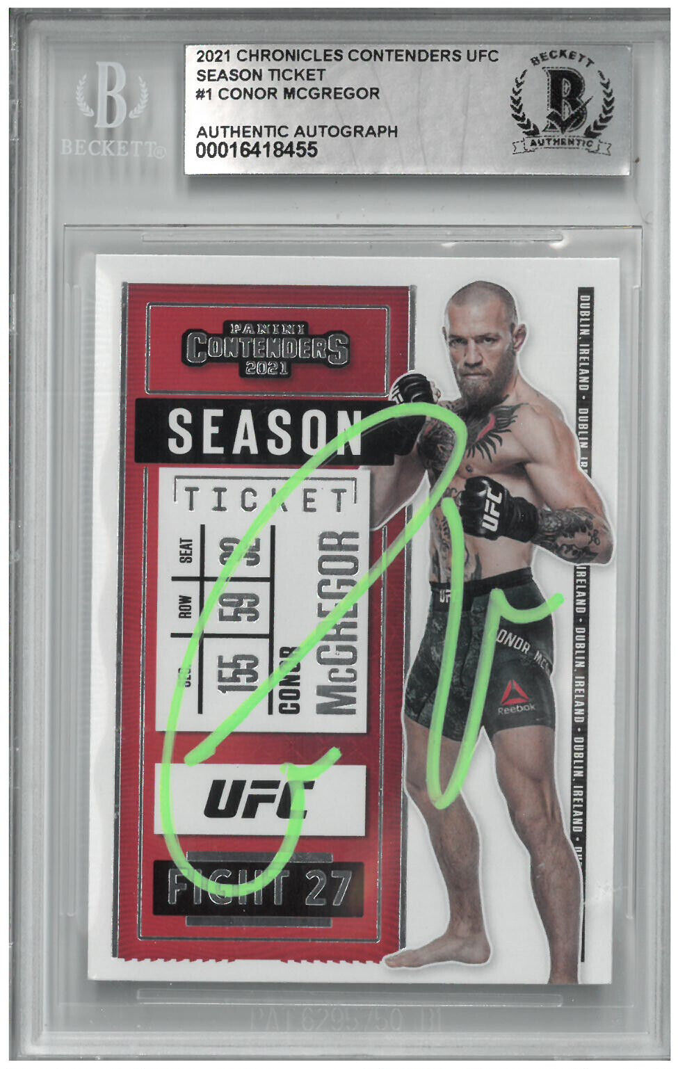 Conor McGregor Auto Slabbed UFC 2021 Panini Chronicles Contenders Card Beckett