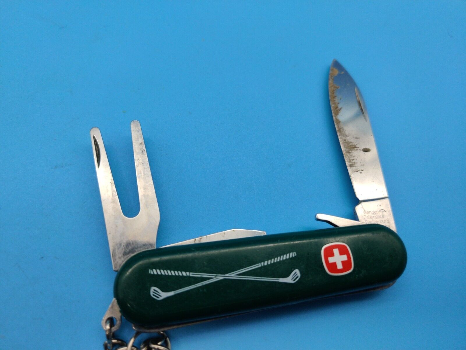 USED Wenger Golf Pro Swiss Army Knife Green Scales
