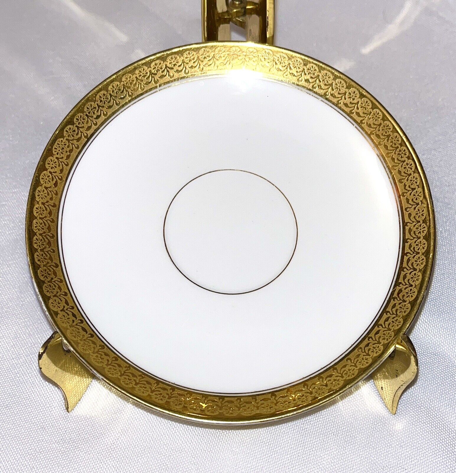 Antique GDA Limoges Gold Edged Saucer, Repurposed As Trinket Dish/Vanity Tray