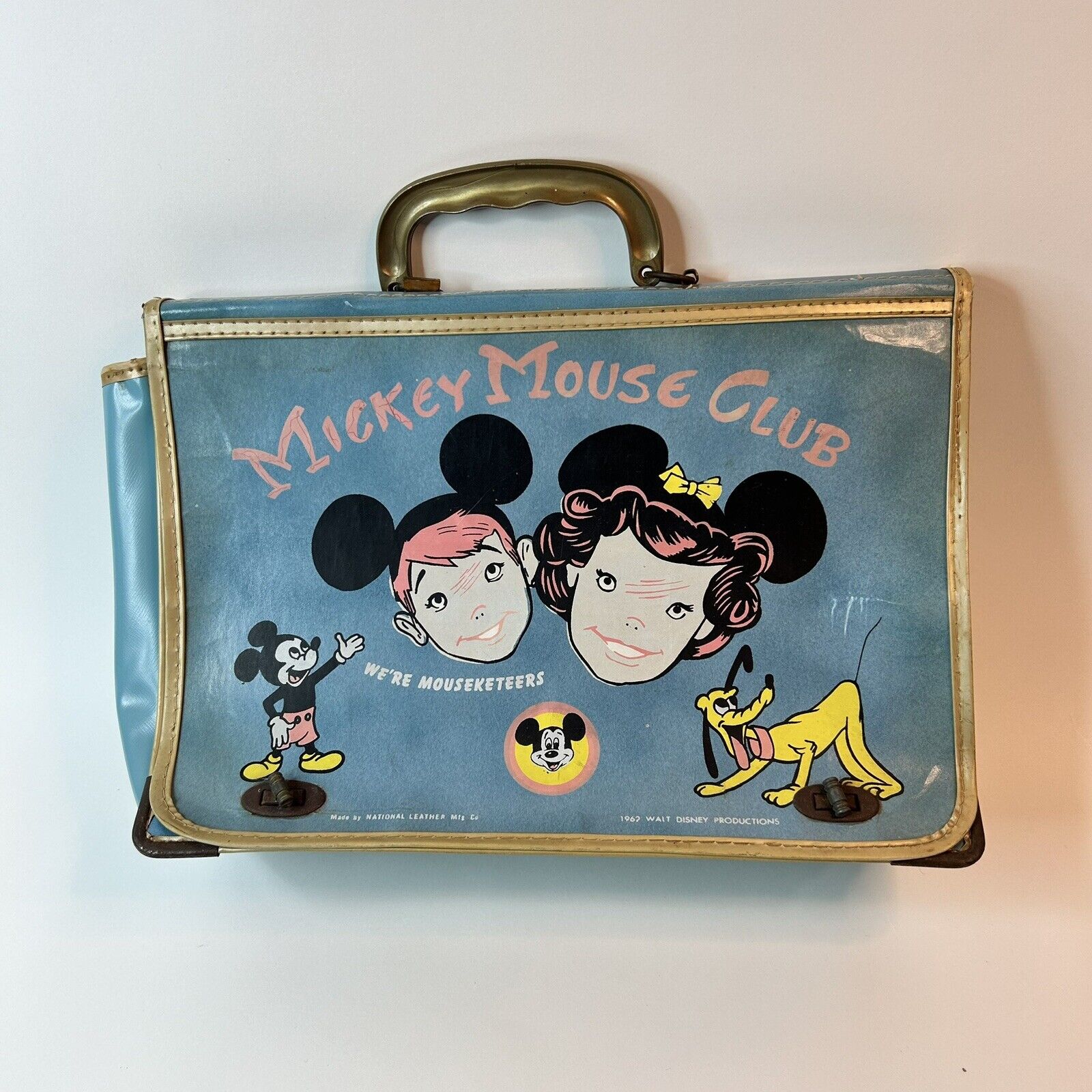 1962 Mickey Mouse Club Book bag 1950’s Mouseketeers Logo Pluto Annette Funicello