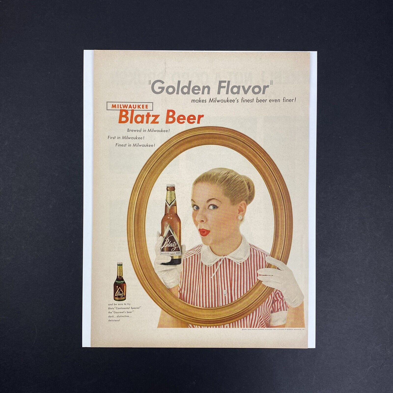 Vintage 1954 Milwaukee Blatz Beer Print Magazine Ad Milwaukee\'s Finest