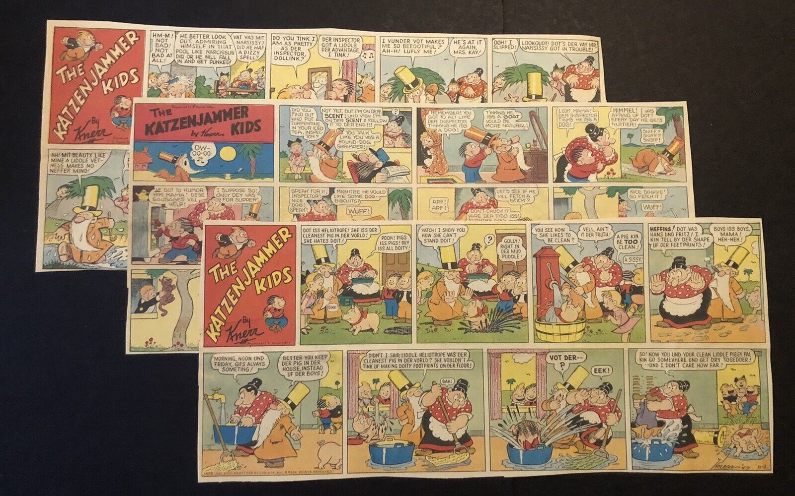 1940’s Lot Bundle X3 The Katzenjammer Kids Newspaper Comics