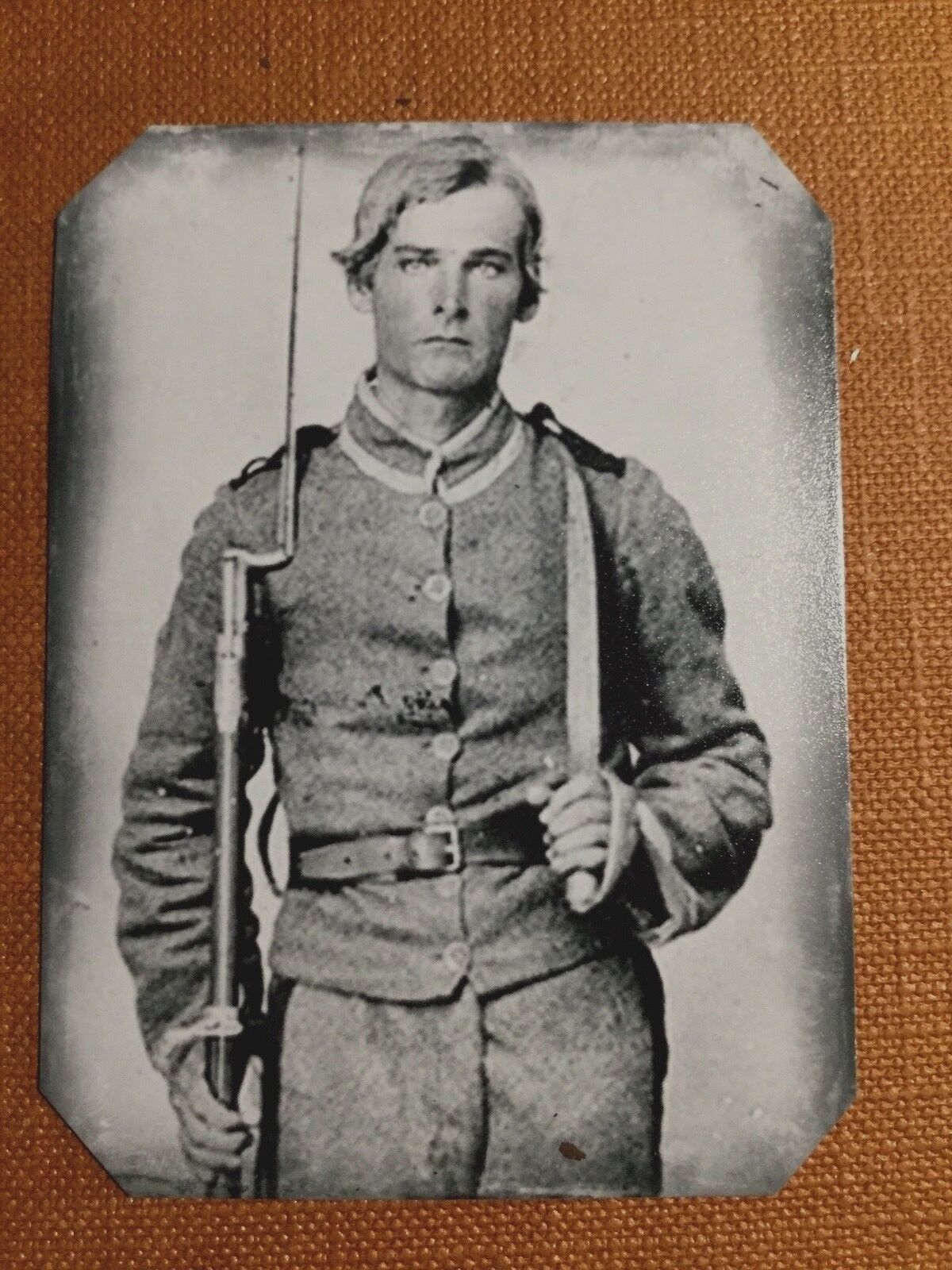 Civil War Confederate-musket-bowie-Historical Museum Quality tintype C079RP