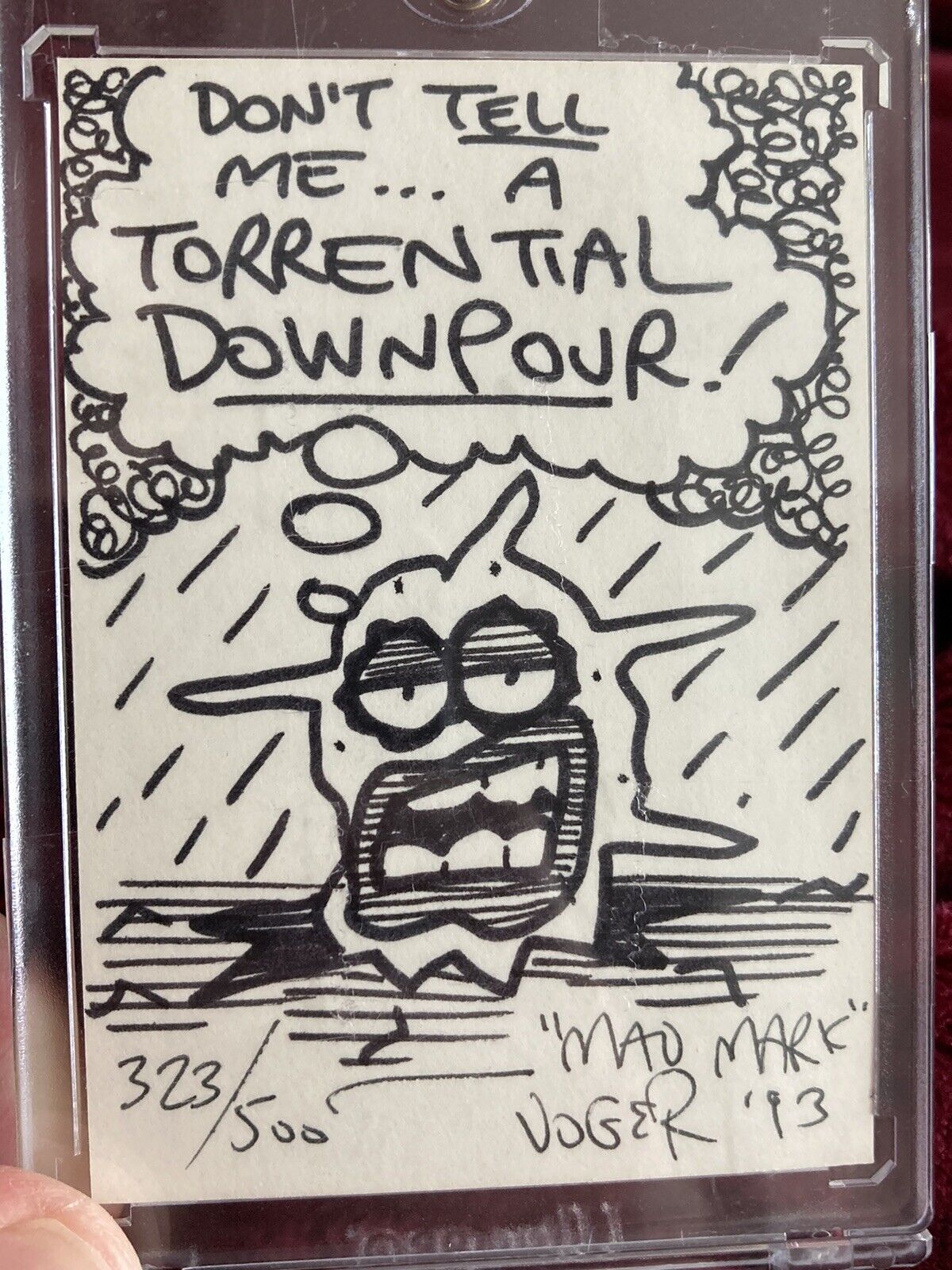 1993 Defective Comics Mark Voger Sketch Card Auto - THE FIRST SKETCH CARD EVER
