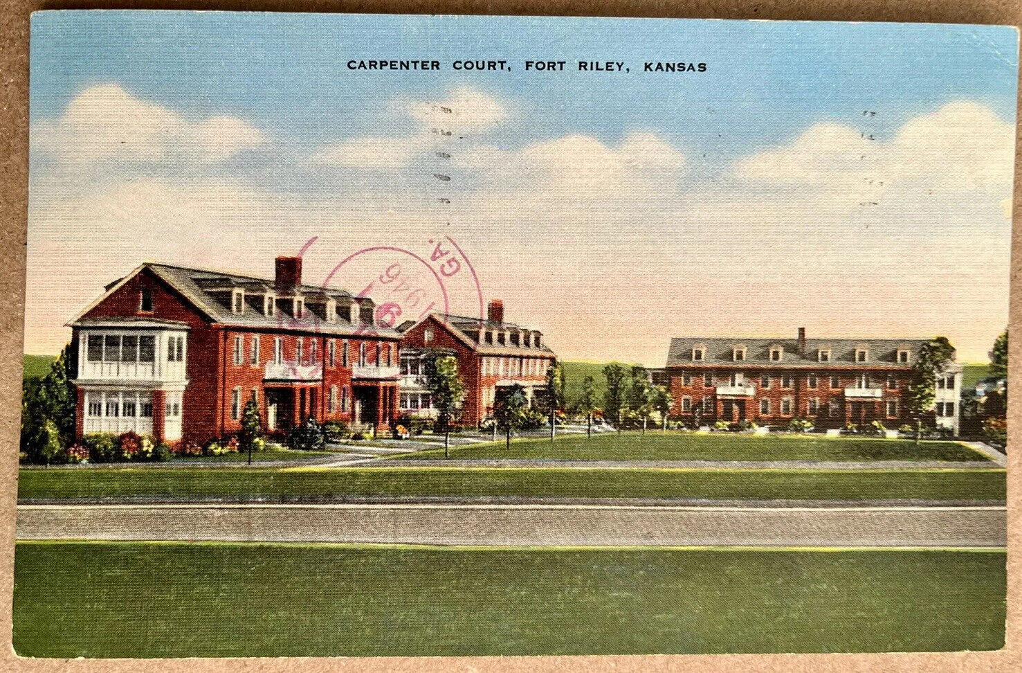 Fort Riley Kansas Street View Vintage Postcard c1940