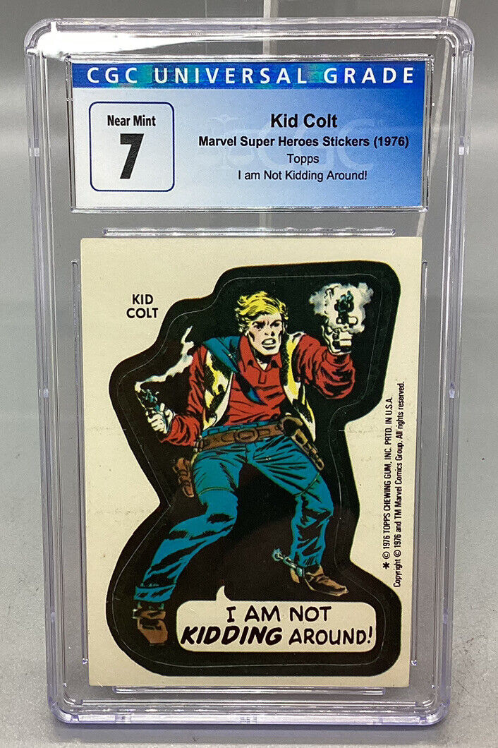 1976 Topps Marvel Super Heroes Stickers - Kid Colt Not Kidding Around - CGC 7