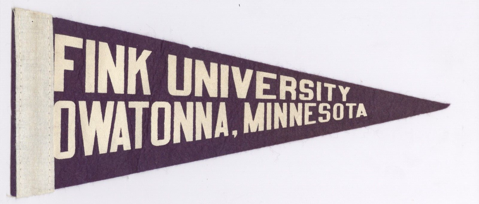 1960s Fink University Owatonna, Minnesota Original Pennant 11 inches Felt (Rare)