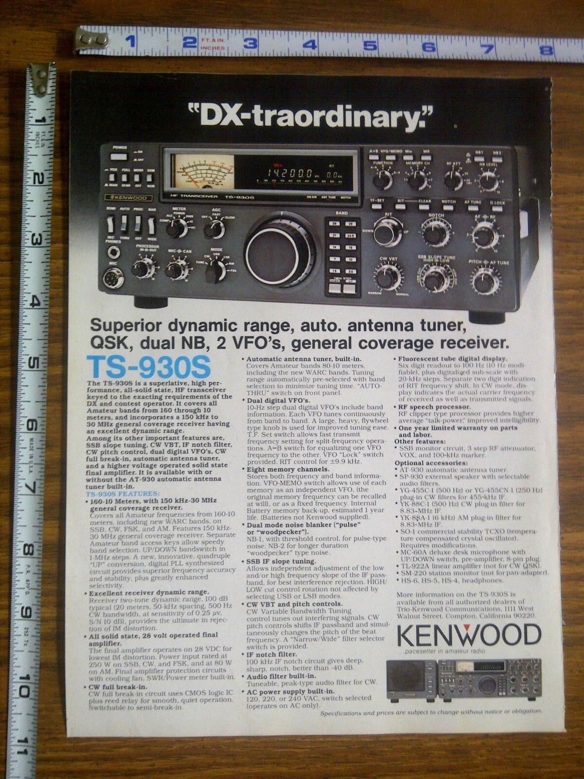 1985 ad page - Kenwood TS-930S / YAESU FT726R Radio Transceiver  ADVERTISING #6