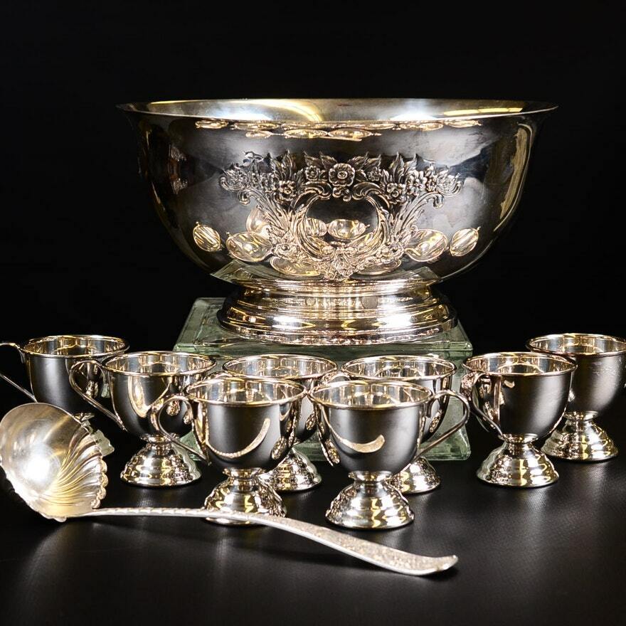 WALLACE  PUNCH Silver Celebration Punchbowl Assemblage