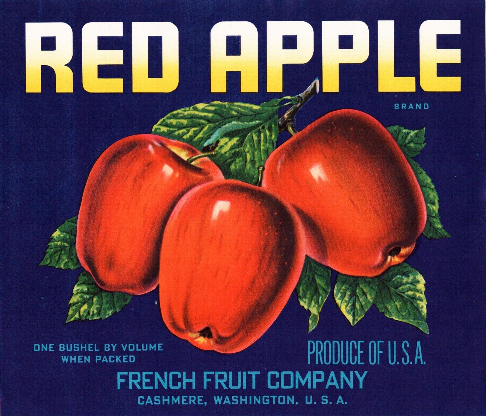 10 Vintage RED APPLE Brand Apple Fruit Crate Labels Cashmere, Washington
