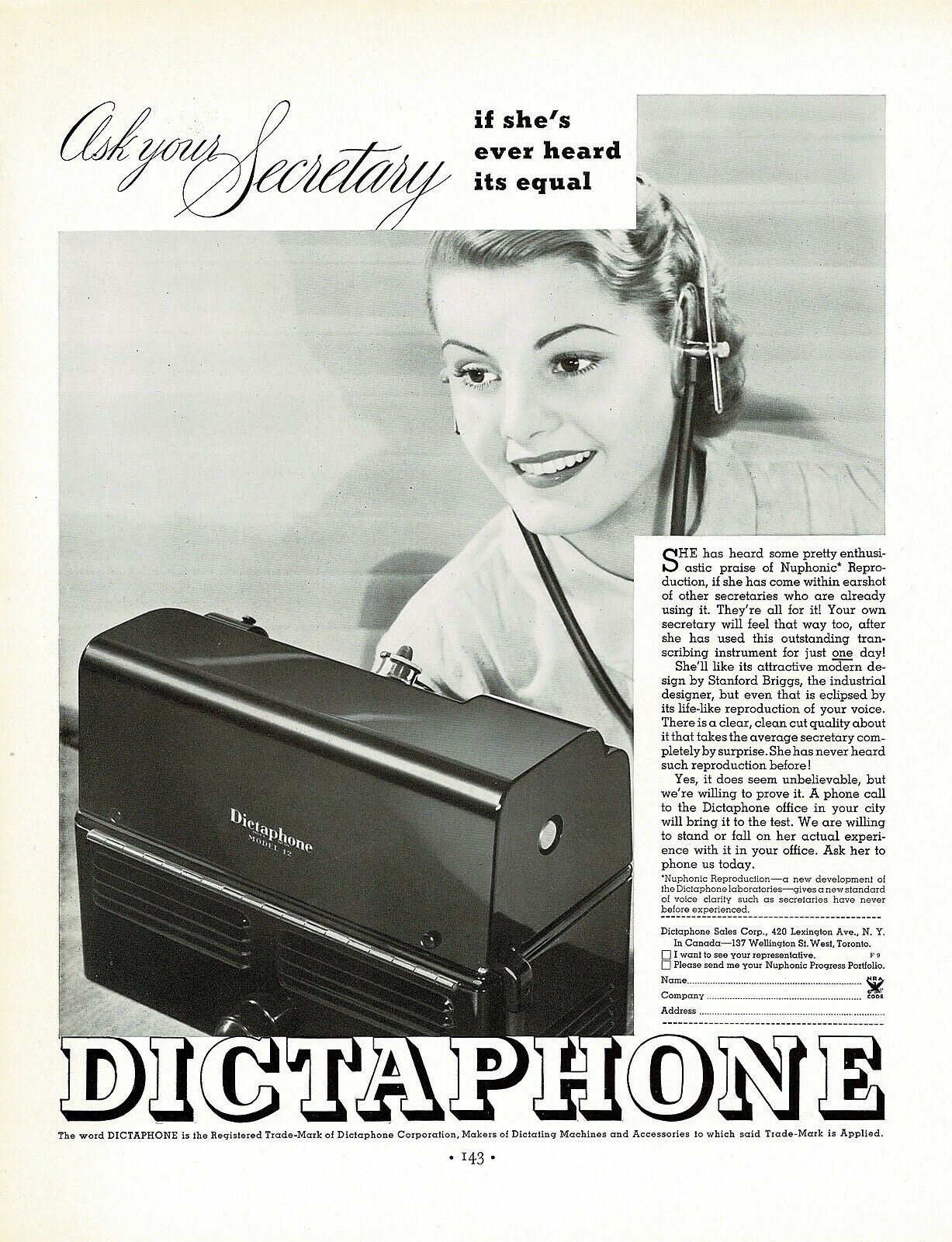 1930s BIG Vintage Briggs Dictaphone Dictating Machine Secretary Photo Print Ad
