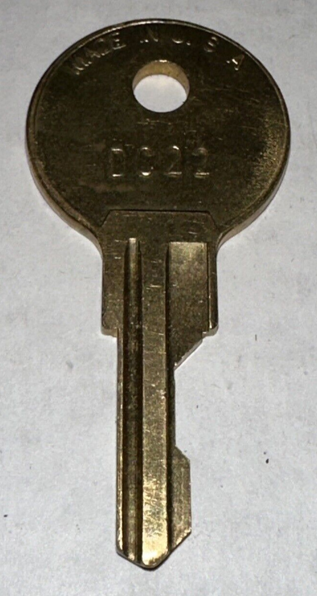 #DC22 Vintage Hudson Lock Company Gold Brass Replacement Key Circular Original