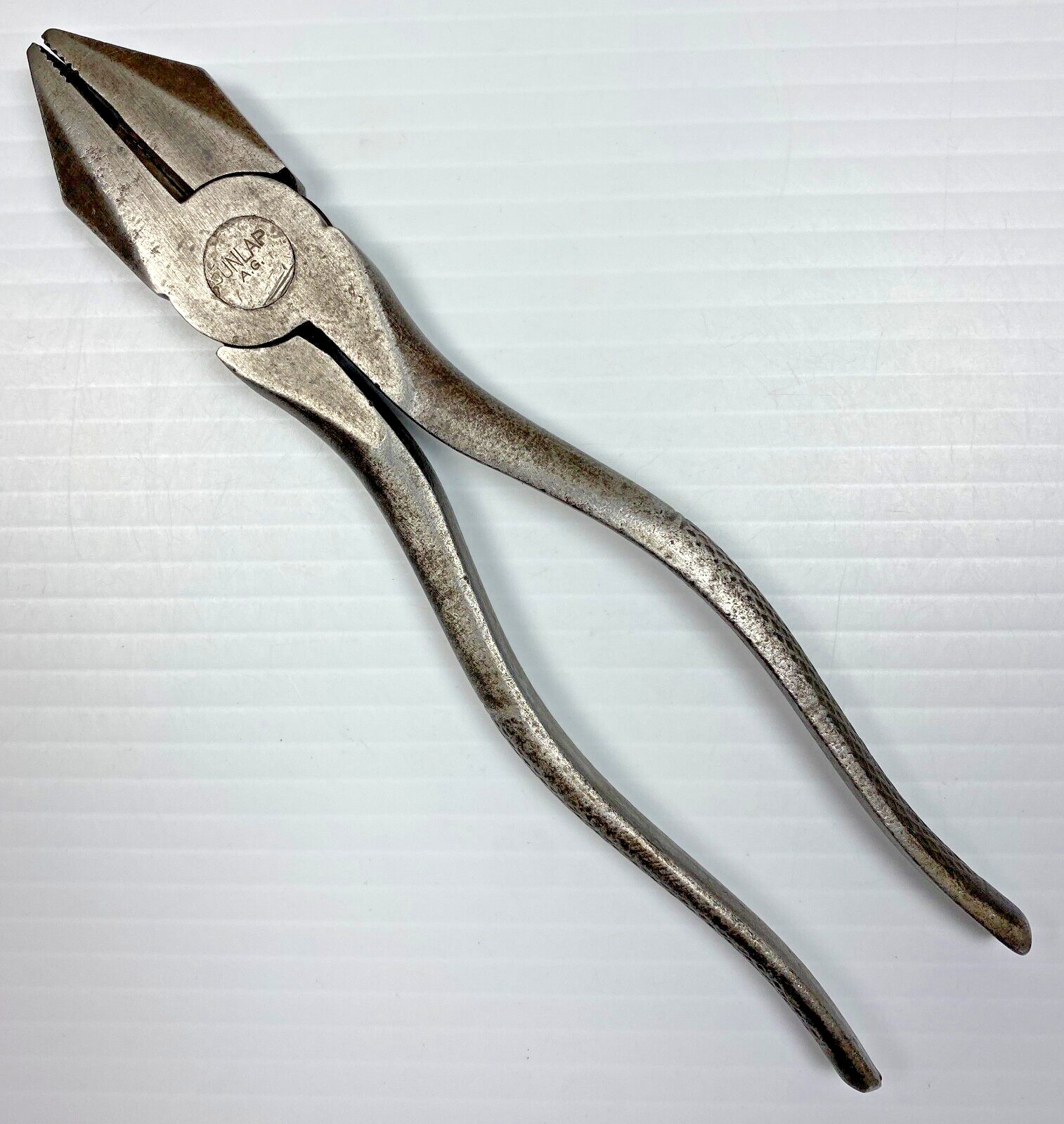 Rare Vintage Dunlap AG Tools Lineman\'s Pliers with Decorative Grips USA Tool