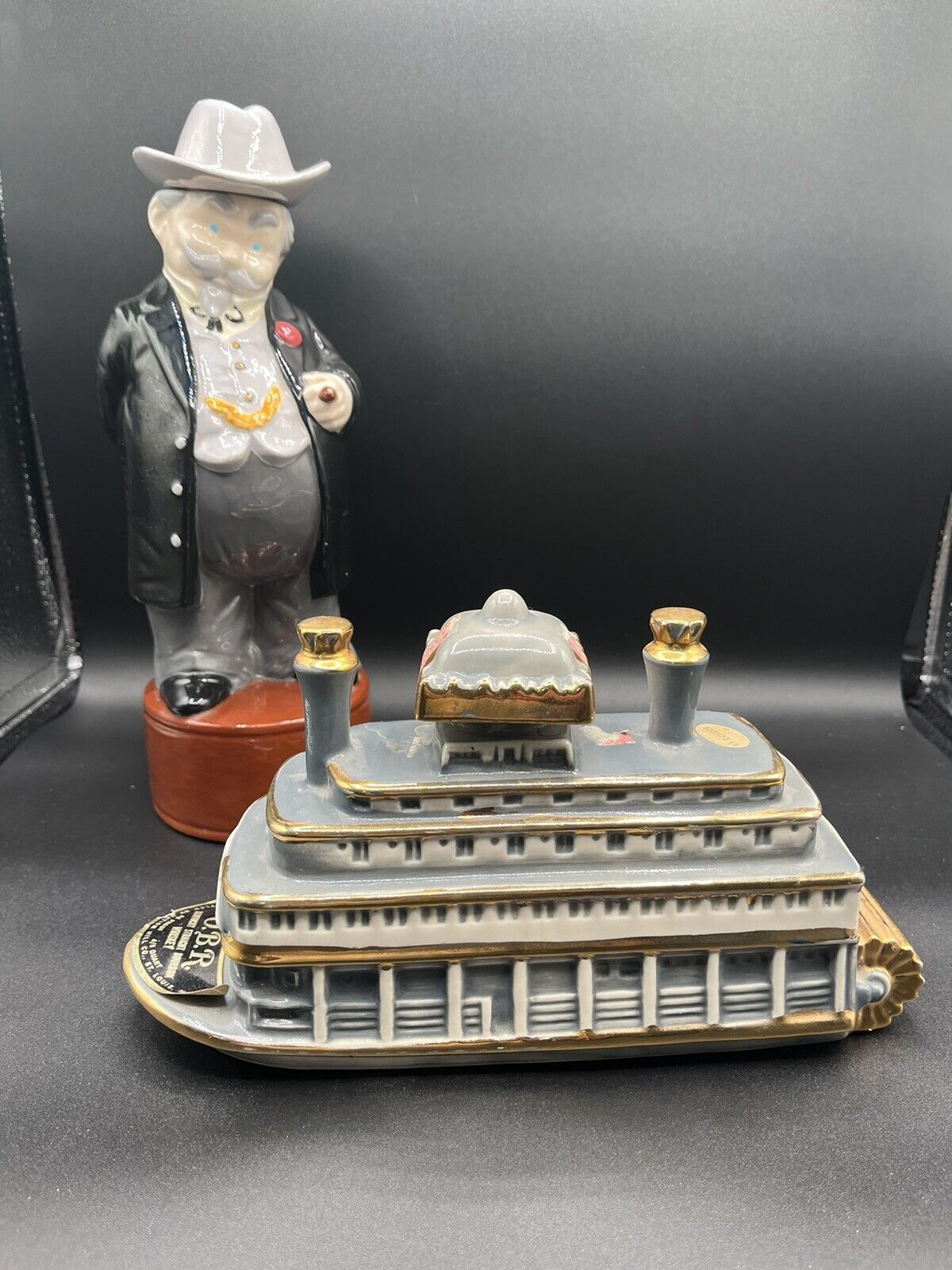 Whiskey Decanters River Boat Queen And Col .