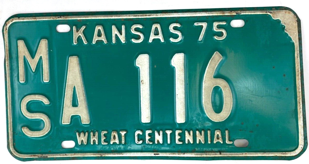 Kansas 1975 License Plate Vintage License Plate Marshall County Decor Collector