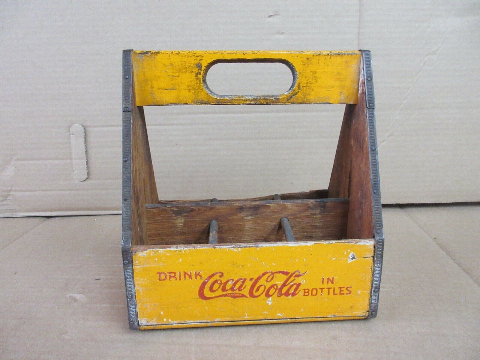 Vintage Drink Coca Cola In Bottles Wood Bottle Carrier