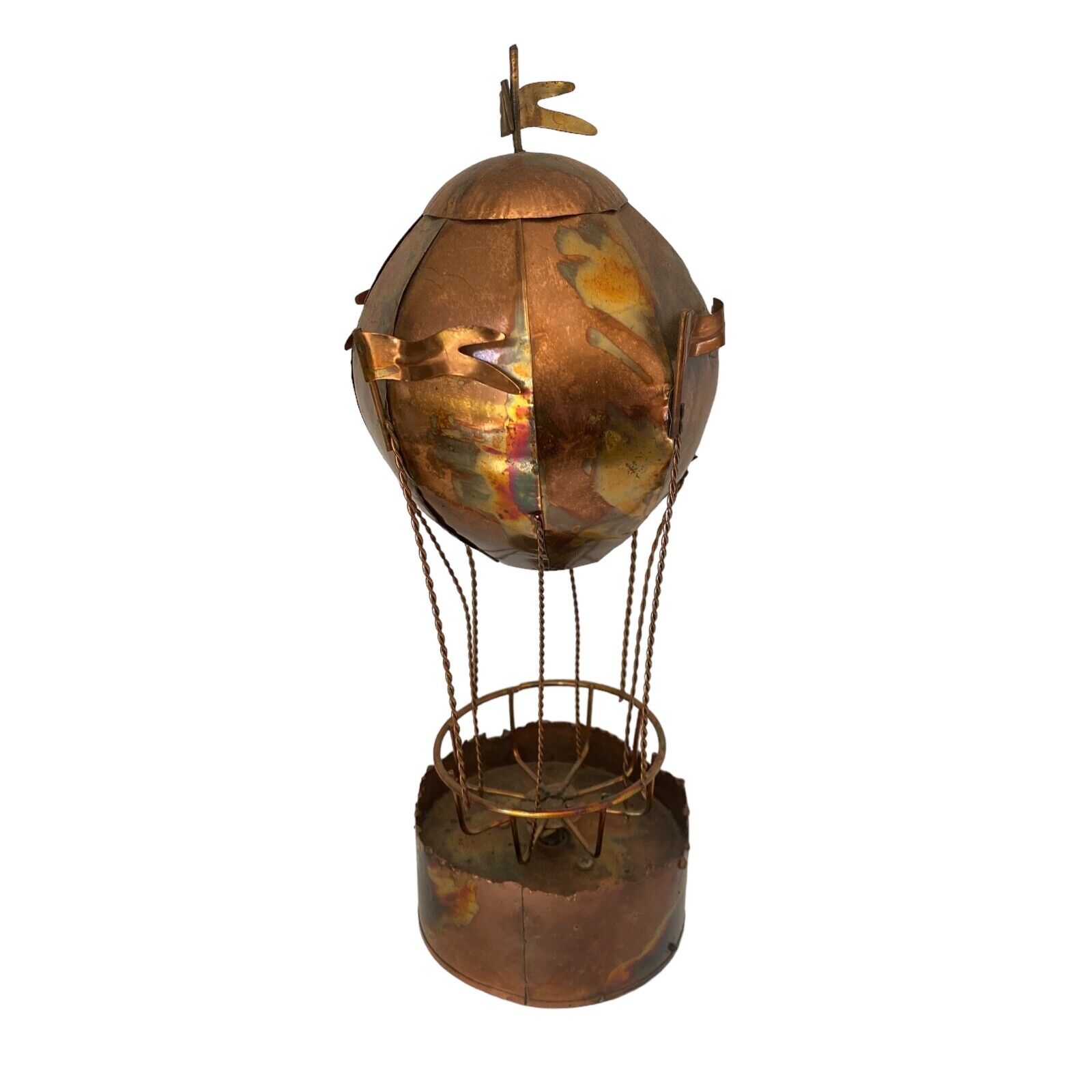 Vintage Tin Copper Hot Air Balloon Music Box \
