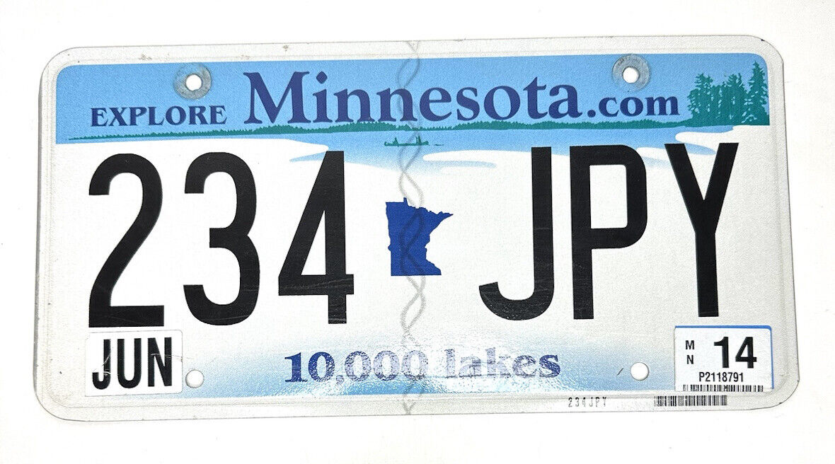 2014 Minnesota Expired License Plate 234 JPY Explore 10,000 Lakes