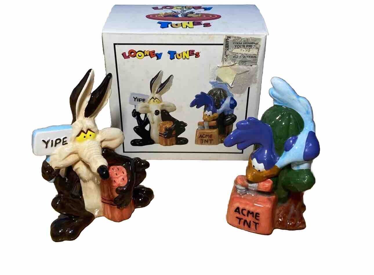 Looney Tunes Coyote And Road Runner TNT Salt And Pepper Shakers (With Box)