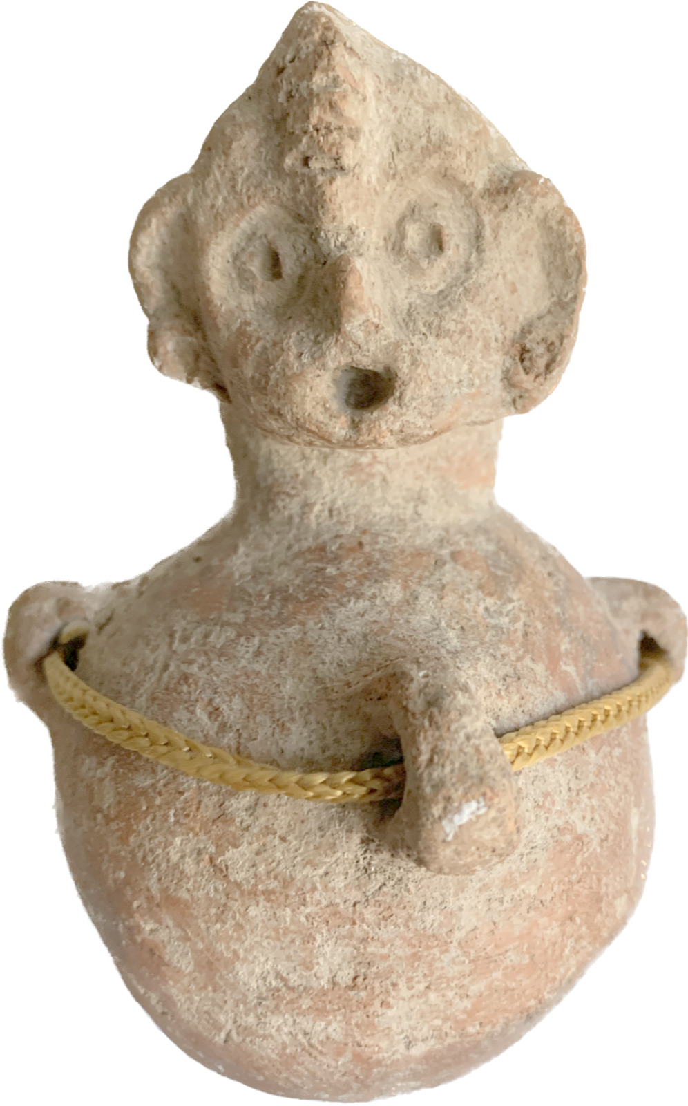 Pre-Columbia Pottery Figure of Teotihaucan Origin. Carrying Vessel on Back.