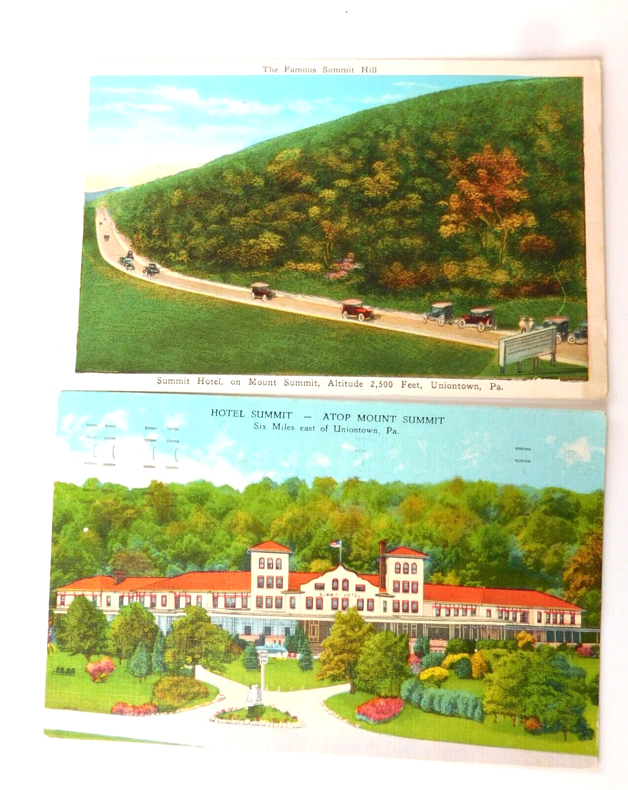 Hotel Summit Pennsylvania Lot of 2 VTG Postcards 1951 & 1938 Posted Summit Hill