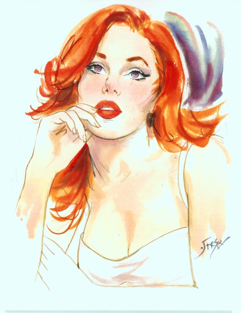 Doug Sneyd Collection Copy Artist Proof AP Art Print ~ Sultry Red Head  w/ COA