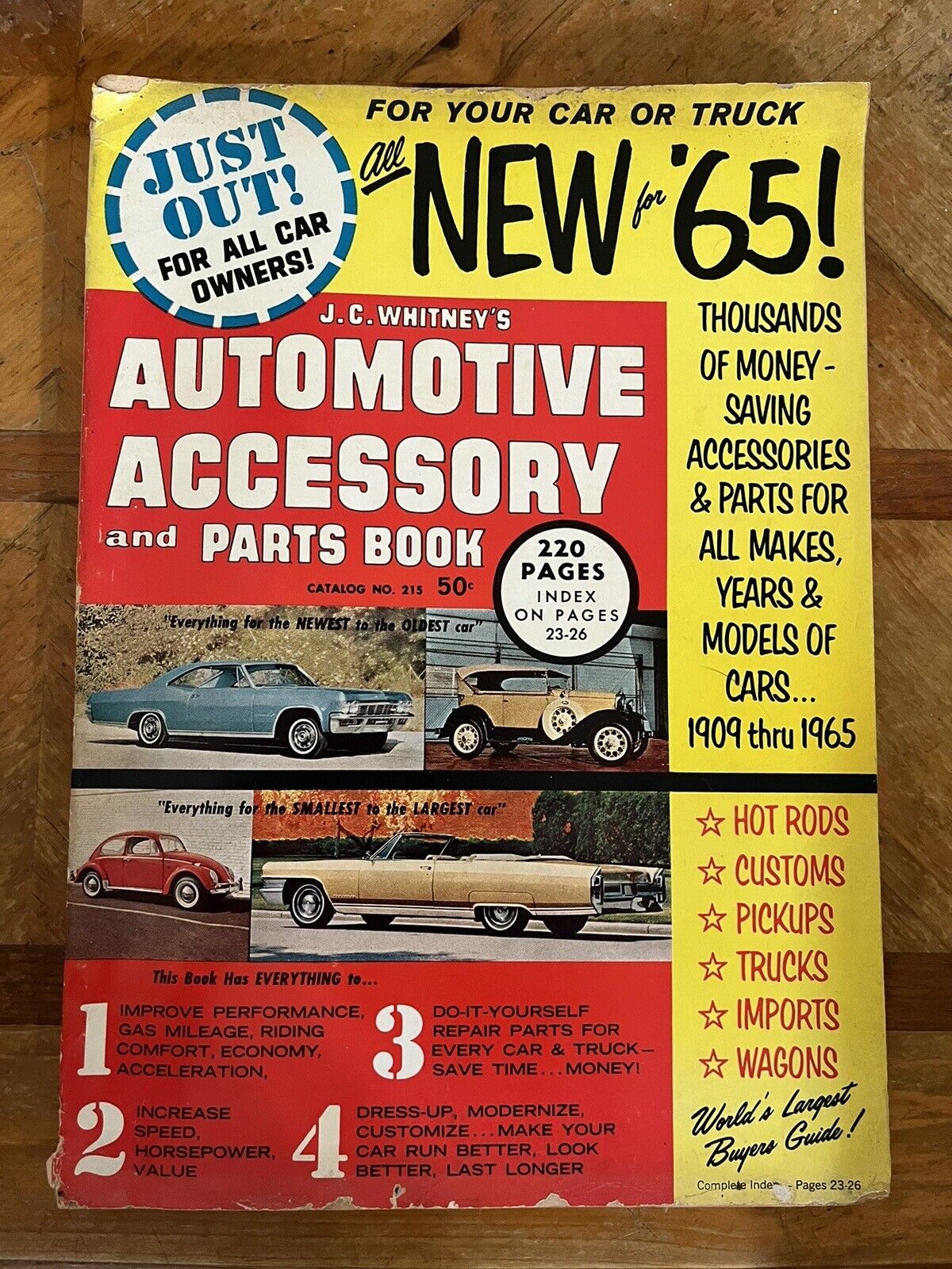 1965 JC WHITNEY AUTO ACCESSORY & PARTS CATALOG  ORIGINAL IN VG COND 220 PAGES