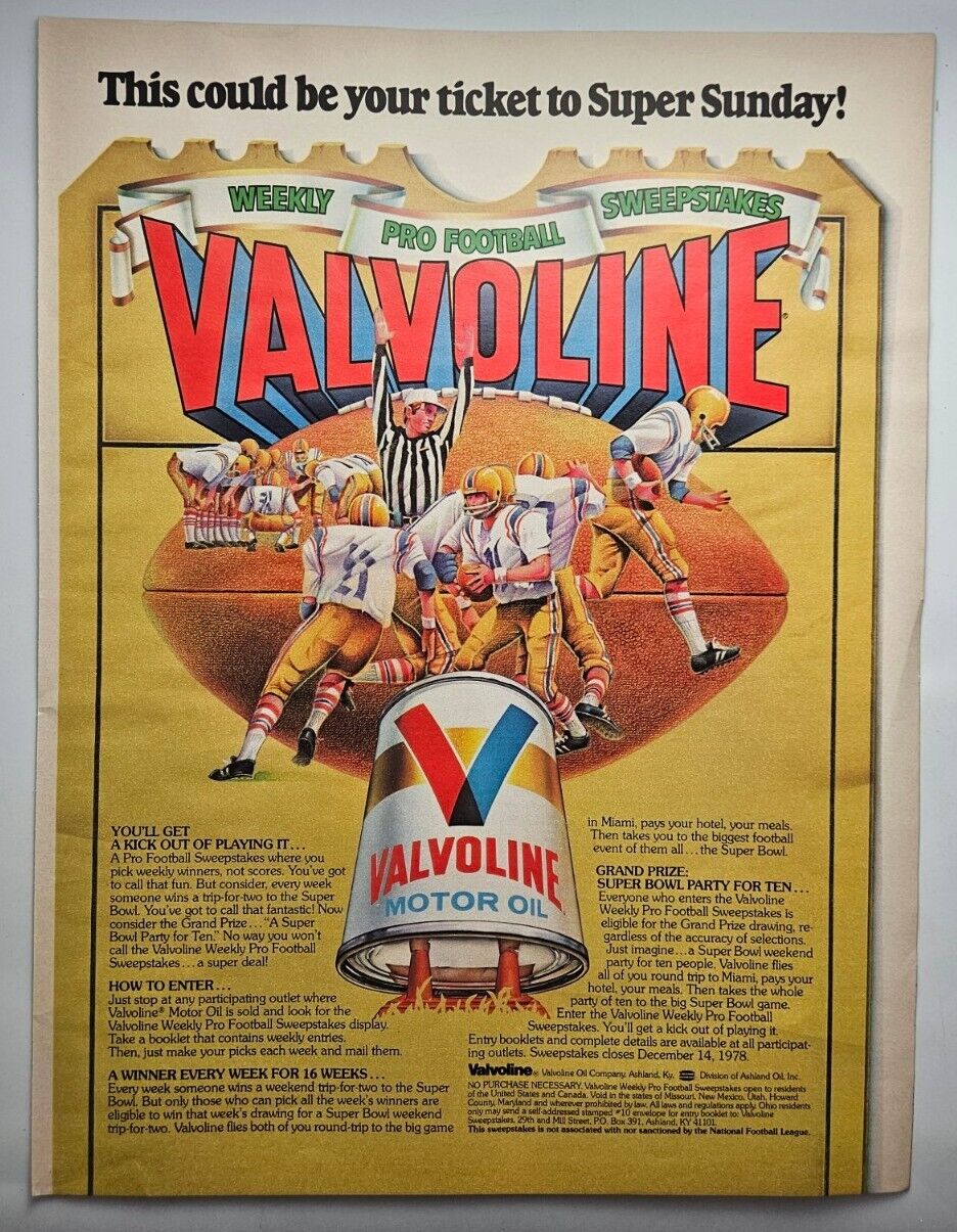 Vintage 1970s Valvoline PRINT AD 