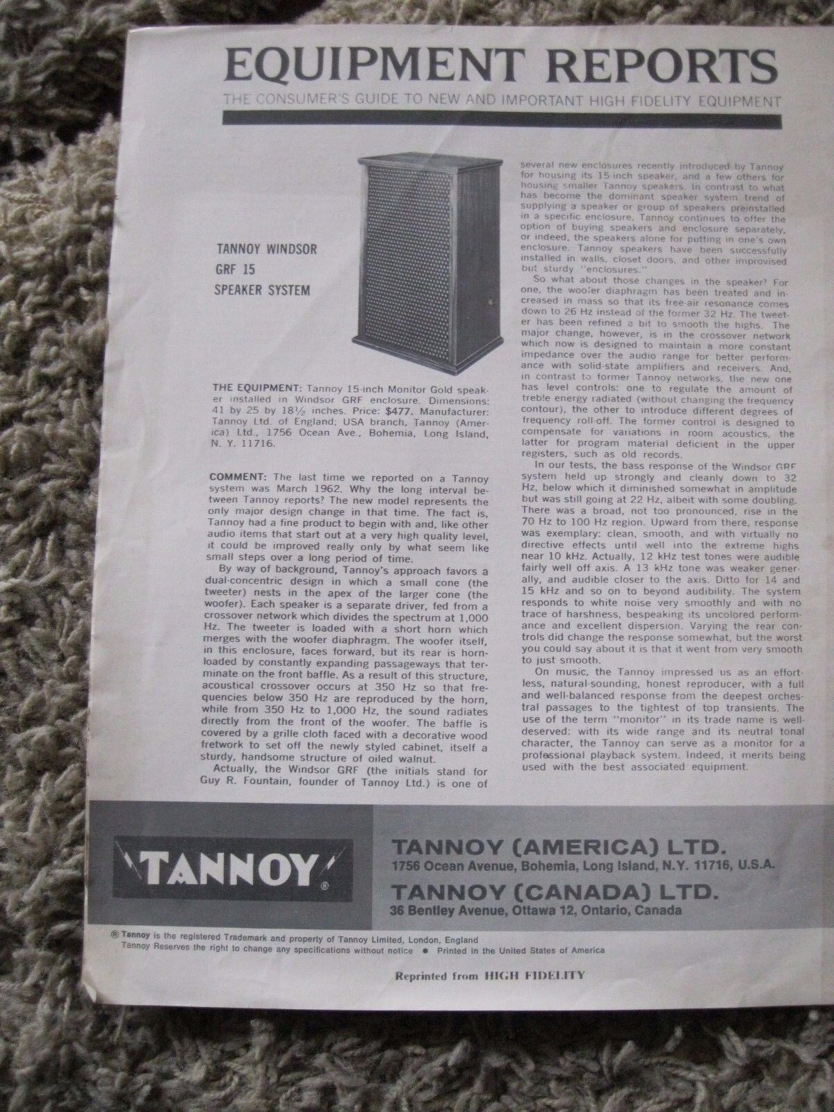 vintage Tannoy equipment report