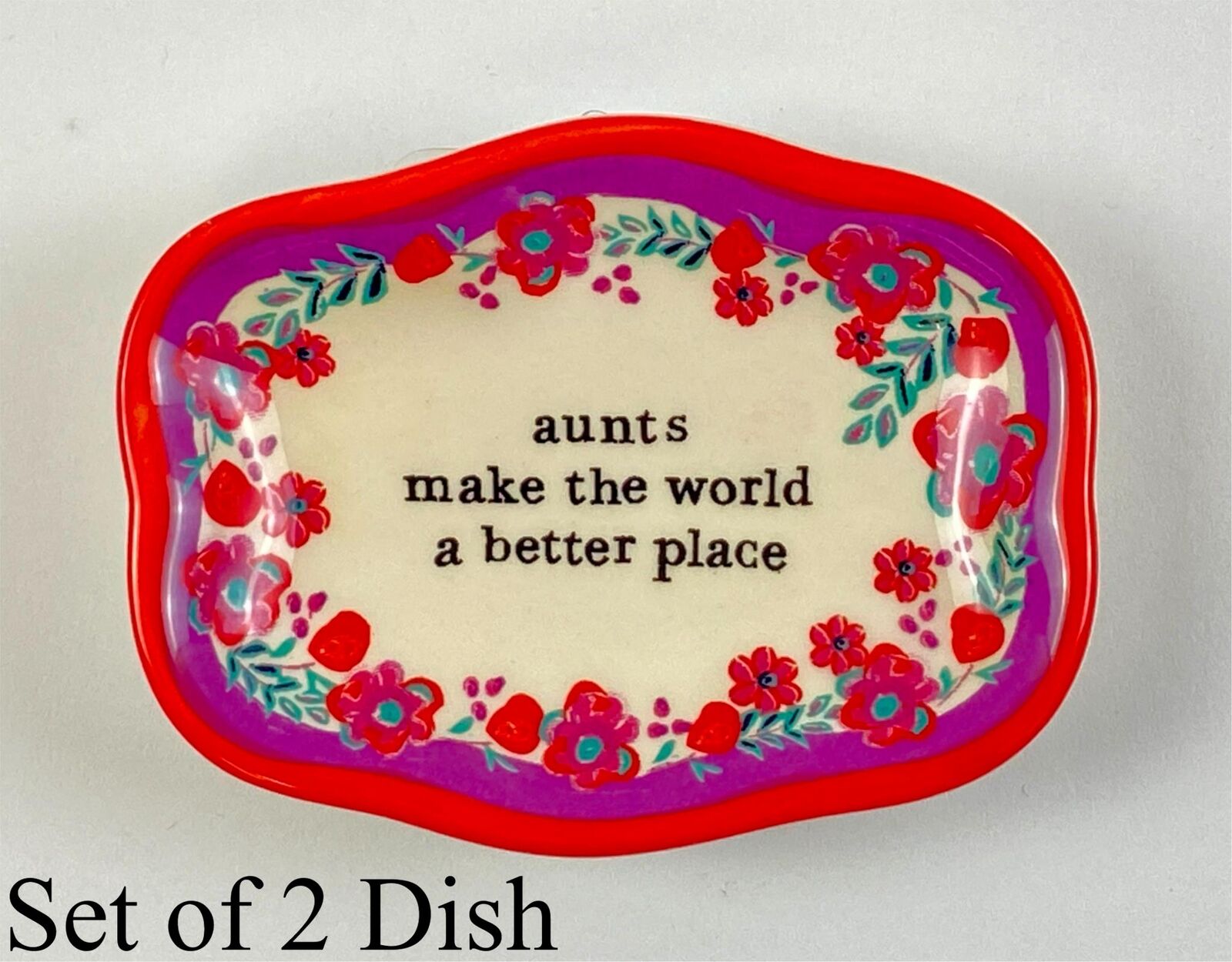Natural Life Artisan Trinket Dish Aunts Make The World a Better Place Set of 2