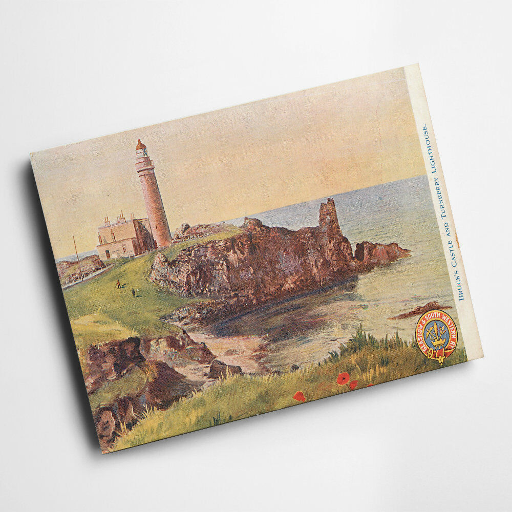 A3 PRINT - Vintage Scotland - Bruce\'s Castle and Turnberry Lighthouse