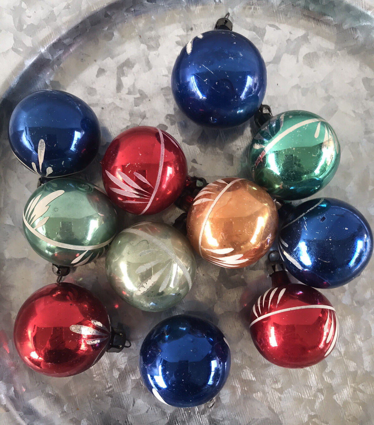 Vintage Christmas Ornaments (11) Hand Blown Painted Balls 1 1/2” Poland