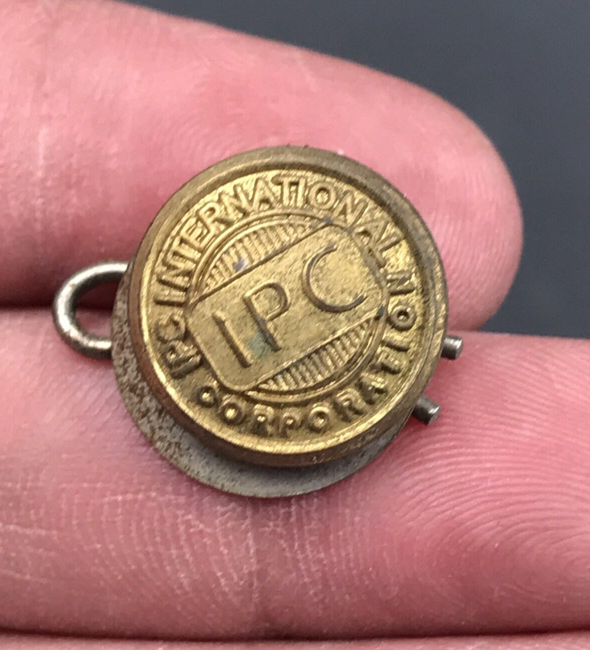 Vintage IPC International Corporation Brass Cuff Button 5/8\