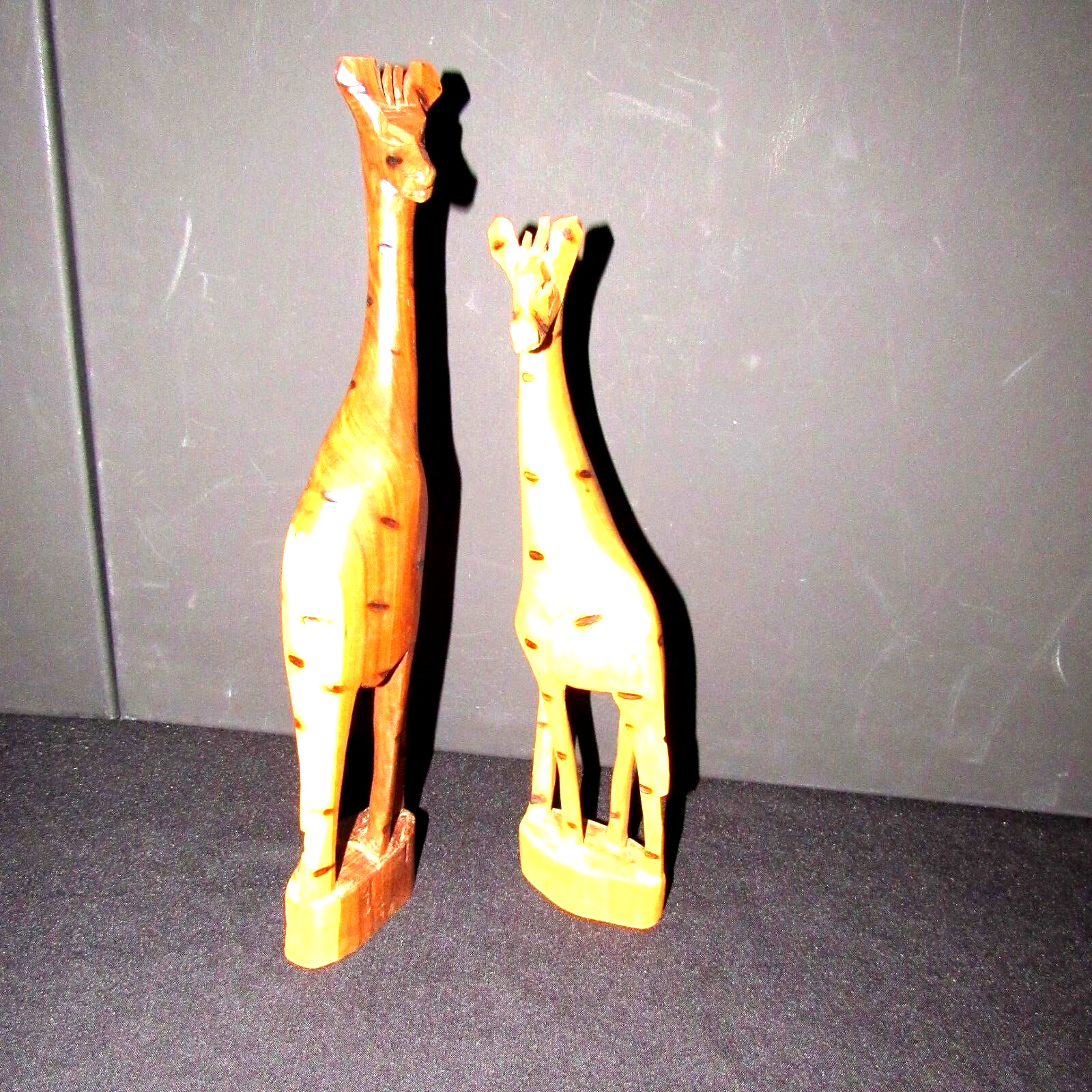 Vintage Hand Carved Wooden Giraffe Figurine Sculpture Genuine Made in Kenya
