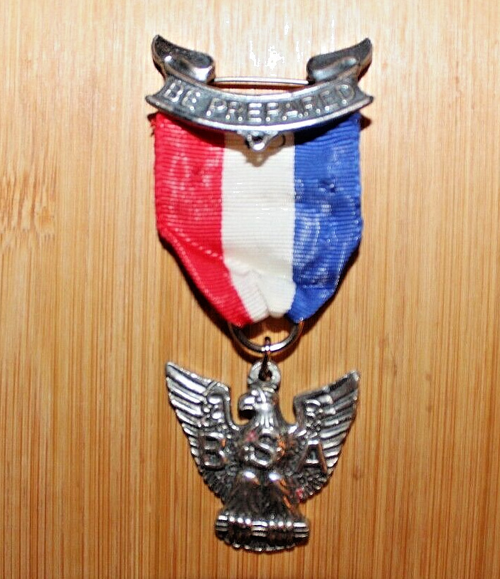 Boy Scouts Be Prepared Sterling Silver Eagle Pin Badge Medal Award Vintage BSA