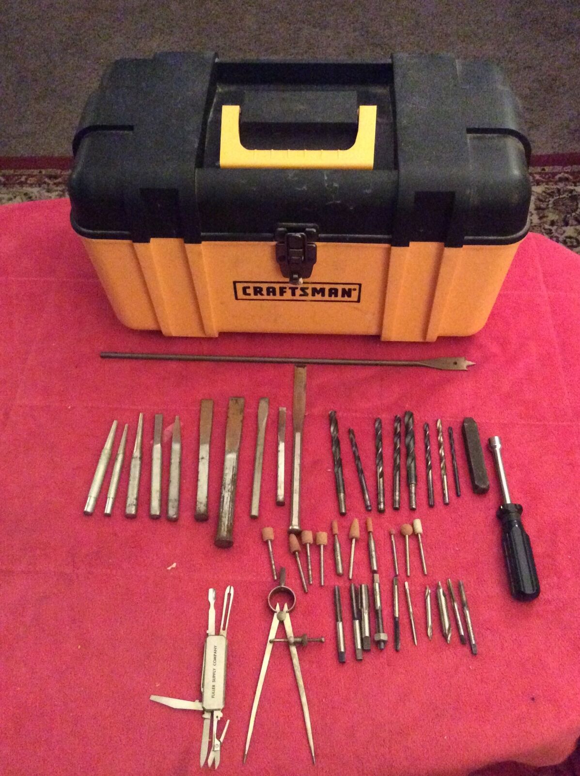 VTG Huge Mix Lot of Machinist Tool- Drill Bits, Grinding Bits With Tool Box.