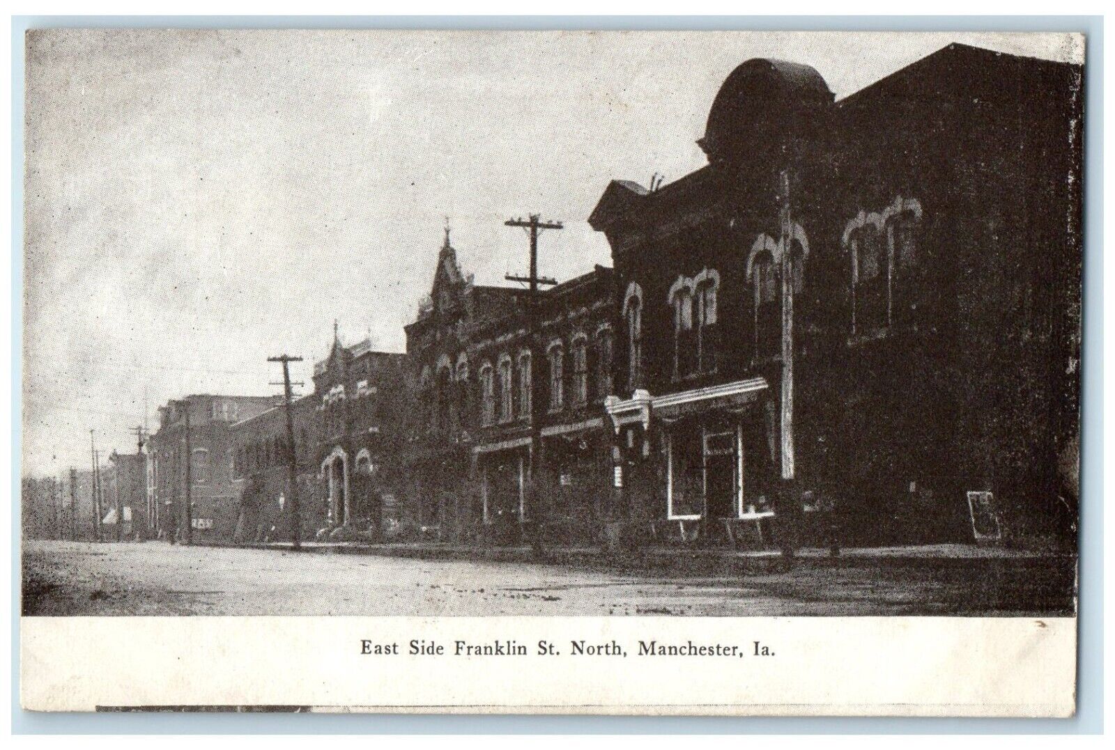 c1910 East Side Franklin St. North Exterior Building Manchester Iowa IA Postcard