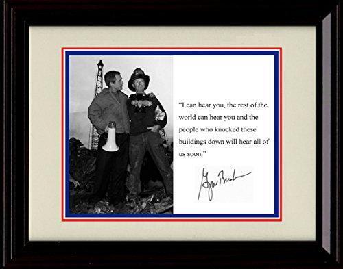16x20 Framed George Bush Autograph Promo Print - 9/11 Quote