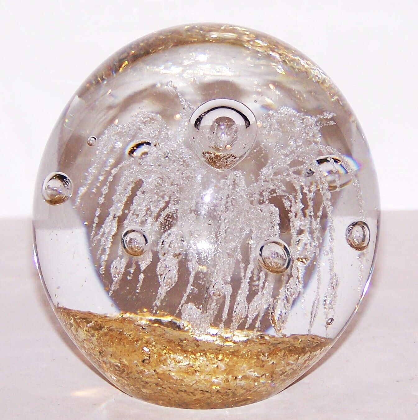 2011 STERLING\'S BEST OF THE BEST ART GLASS BUBBLES GOLD AVENTURINE PAPERWEIGHT