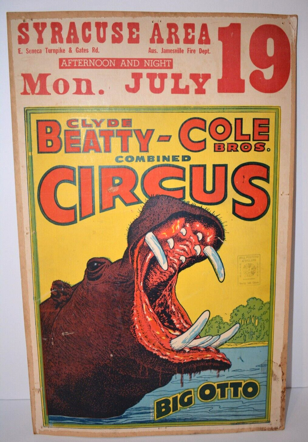 Original Vintage Clyde Beatty-Cole Bros Circus Poster \