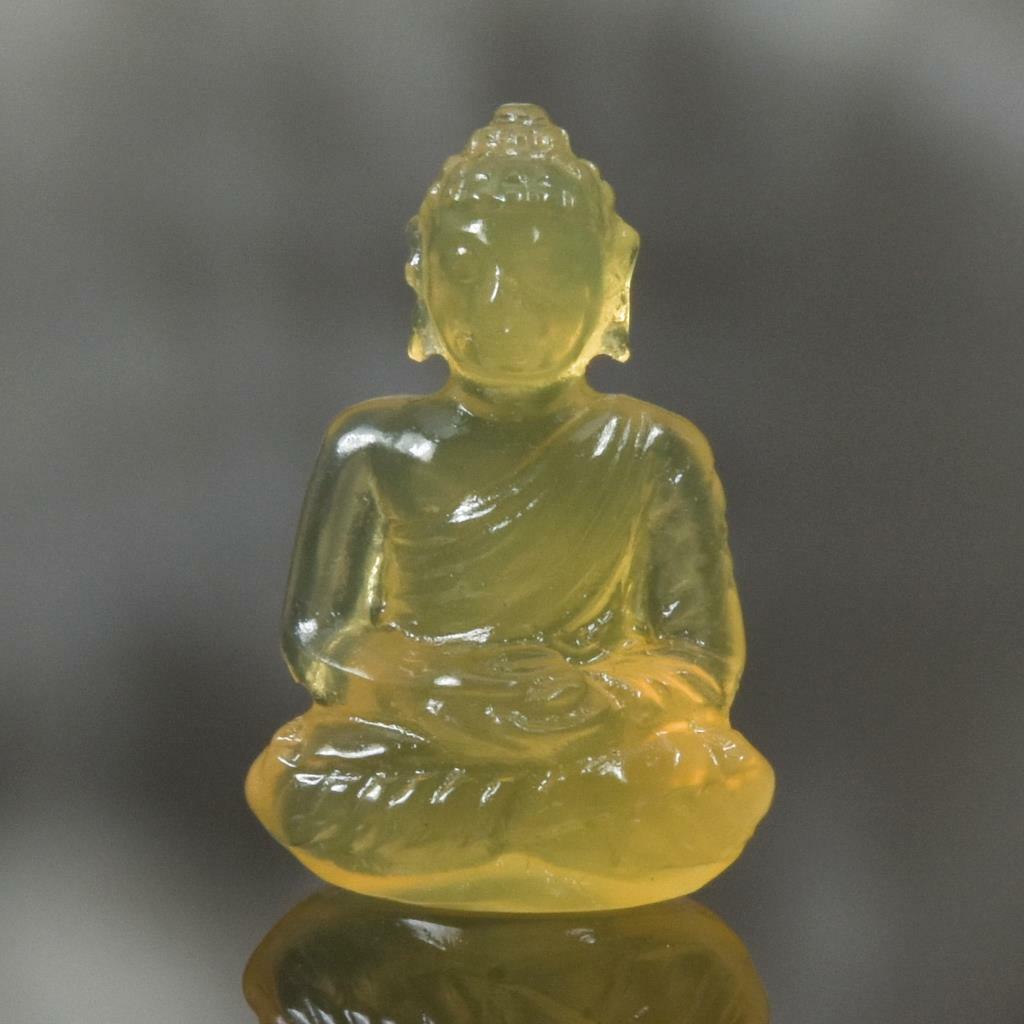 Sculpture of the Buddha Natural Yellow Mexican Fire Opal Gemstone Carving 5.35ct