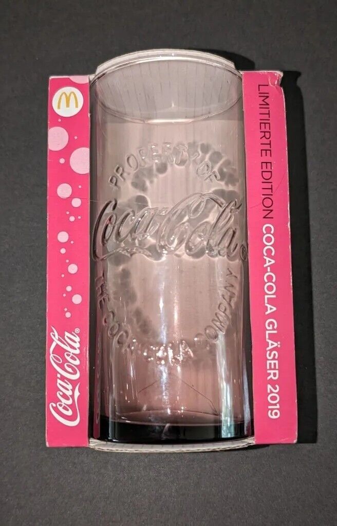 McDonald\'s Ltd Edition 2019 German Dist Pink Coca Cola Glass Still In Box ~ New