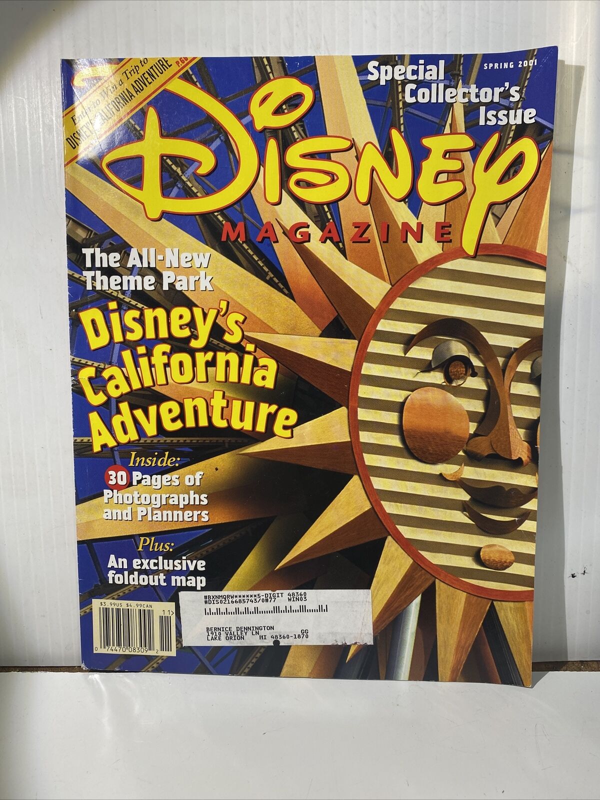 Disney Magazine Spring 2001 Collectors Issue Opening Disney California Adventure