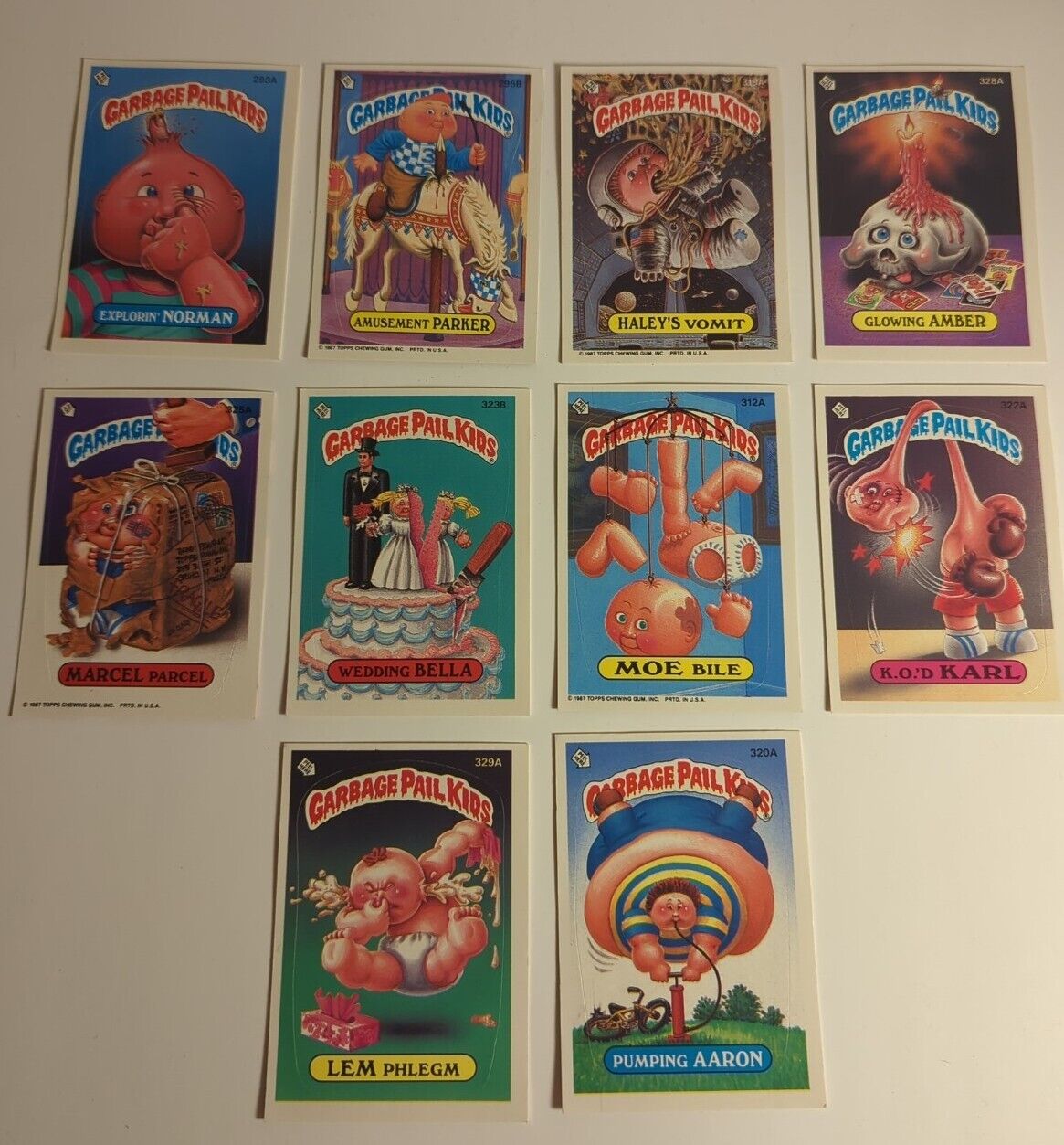 Garbage Pail Kids Vintage 1980s Lot Of 10 TOPPS Trading Cards