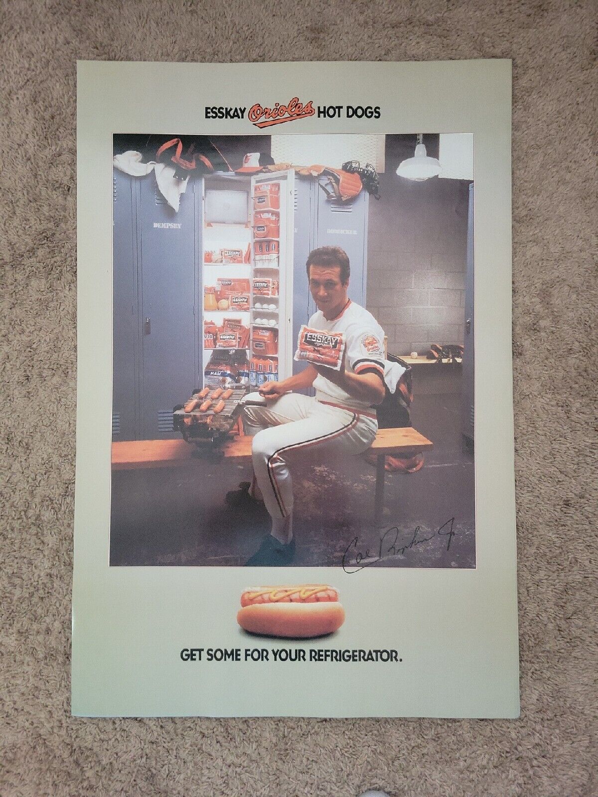 1983 Cal Ripken Baltimore Orioles 24 x 32 Poster Esskay Hot Dogs Advertisement